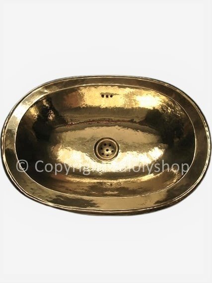 Vasque en cuivre doré marocaine ovale 58 x 42 cm - à encastrer